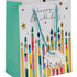 Pungă cadou Happy Birthday cu lumânări colorate 23cm