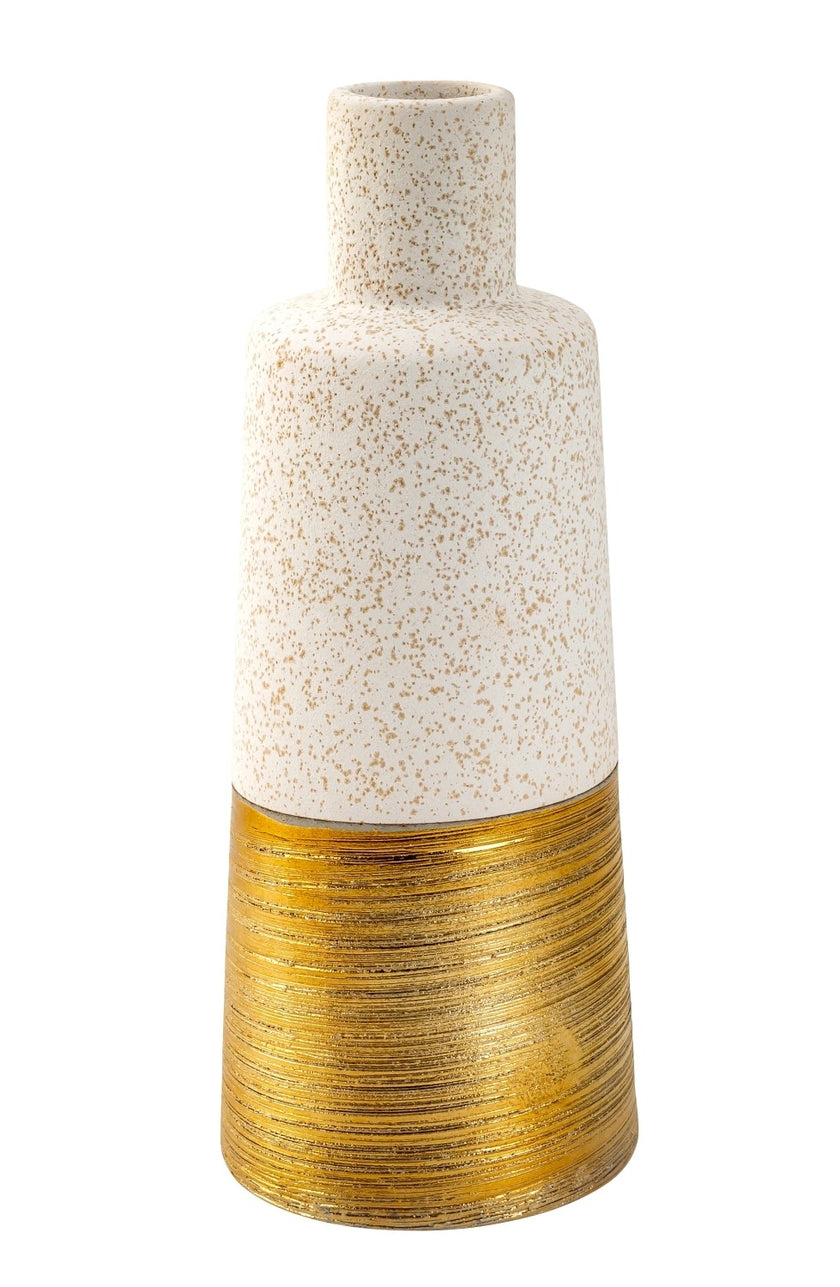 Vază ceramică alb-aurie 26cm