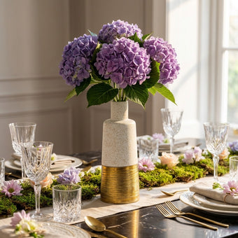 Vază ceramică alb-aurie 26cm