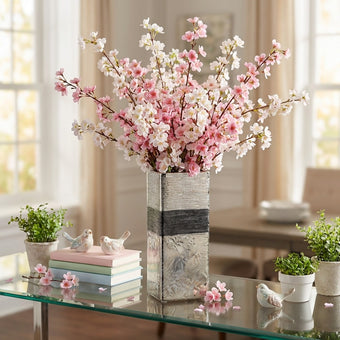 Vază ceramică dreptunghiulară argintie 30cm