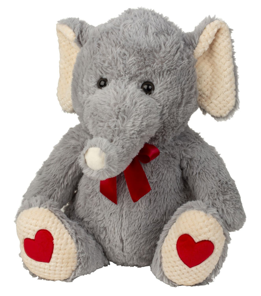 Elefant de pluș gri cu inimioare 48cm