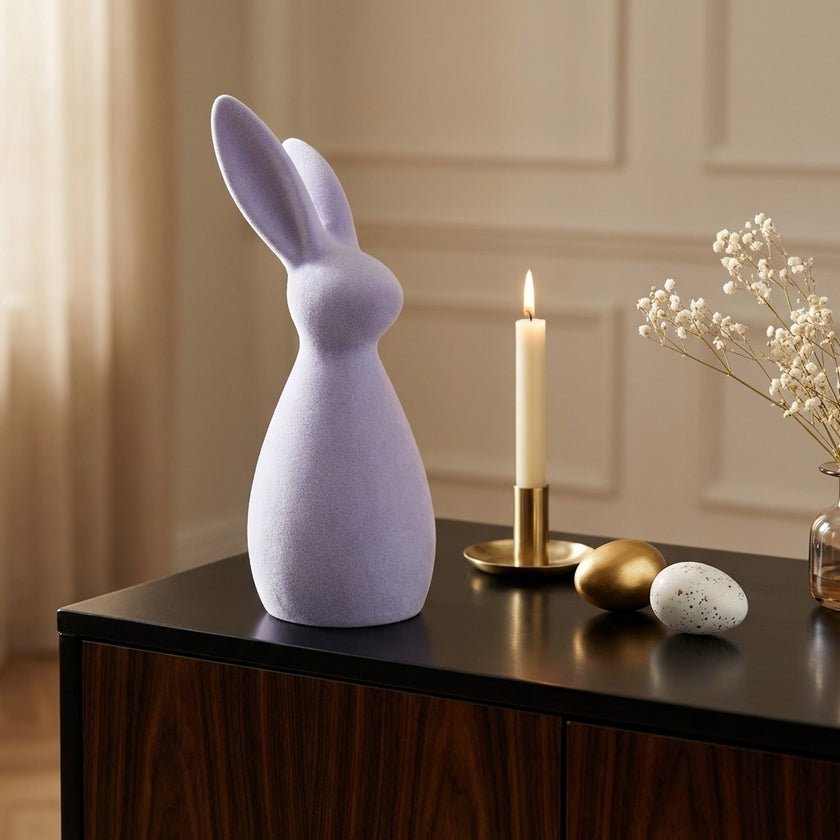 Iepuraș de Paște din ceramică mov 24cm