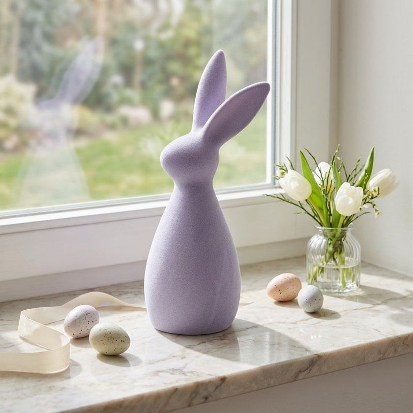 Iepuraș de Paște din ceramică mov 24cm