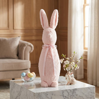Iepuraș de Paște roz plușat 70cm