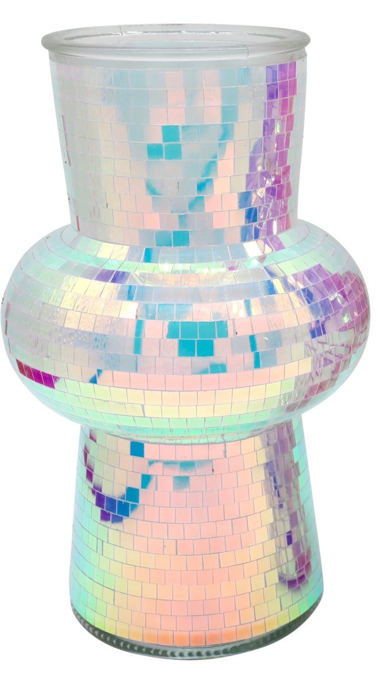 Vază decorativă din sticlă mozaic disco 20cm