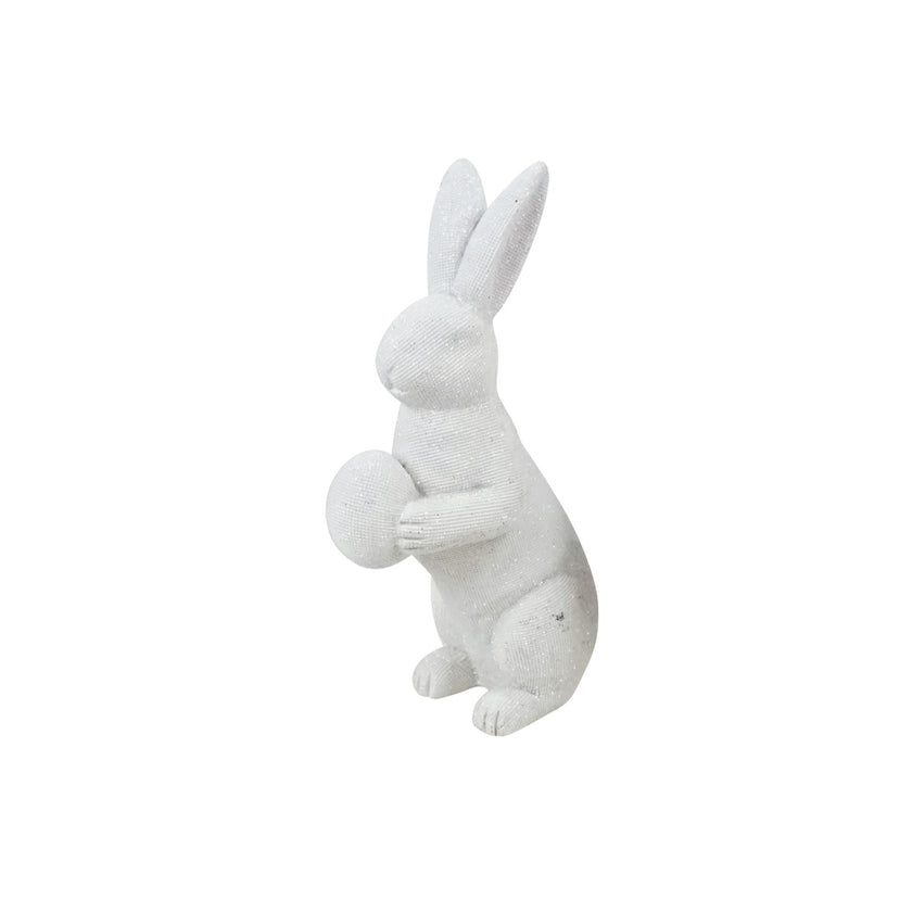 Iepuraș de Paște alb cu sclipici 18cm