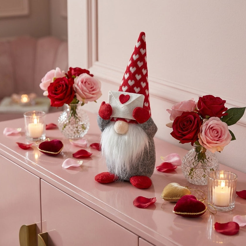 Figurină gnom gri Valentine’s Day