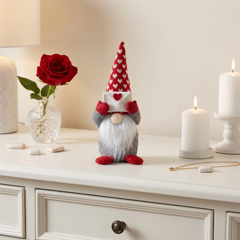 Figurină gnom gri Valentine’s Day