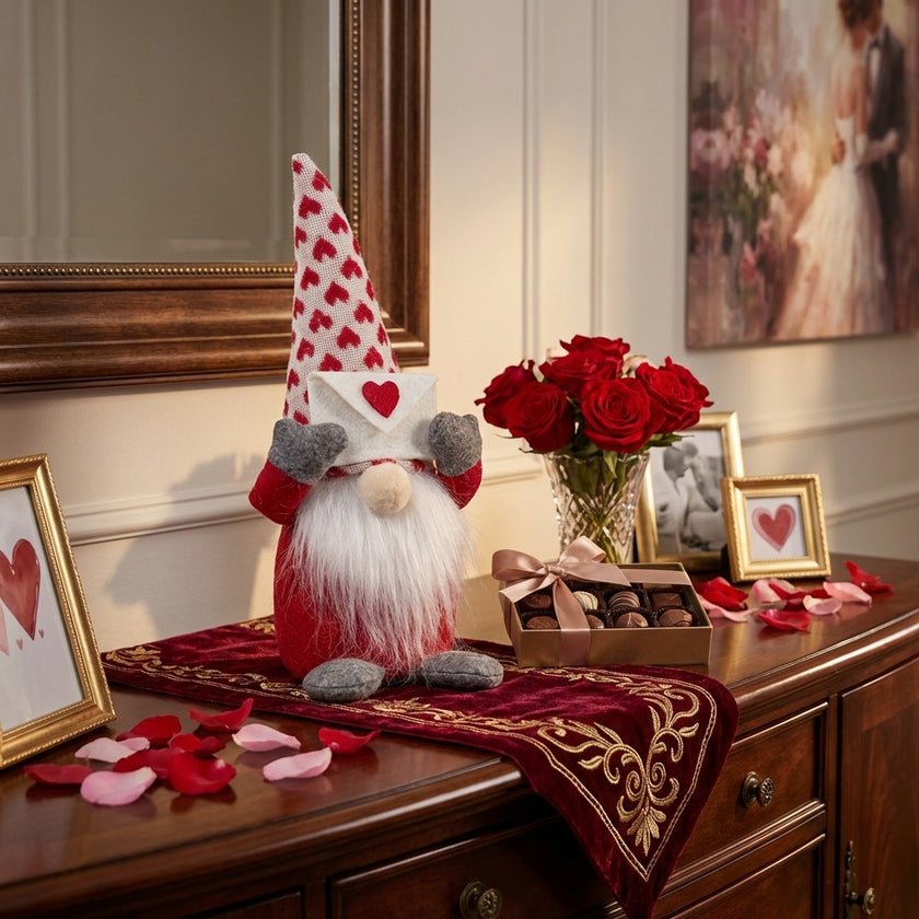 Figurină gnom roșu Valentine’s Day