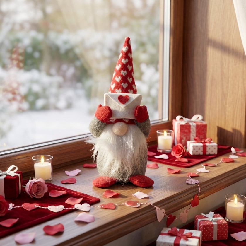 Figurină gnom gri Valentine’s Day