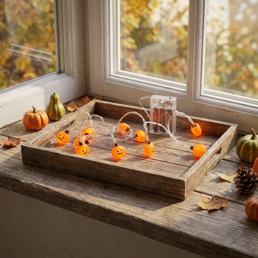 Ghirlandă luminoasă Halloween cu 10 mini dovleci LED 165cm