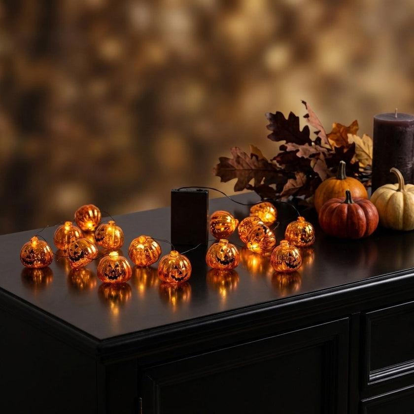 Ghirlandă luminoasă Halloween cu 20 mini dovleci LED 220cm