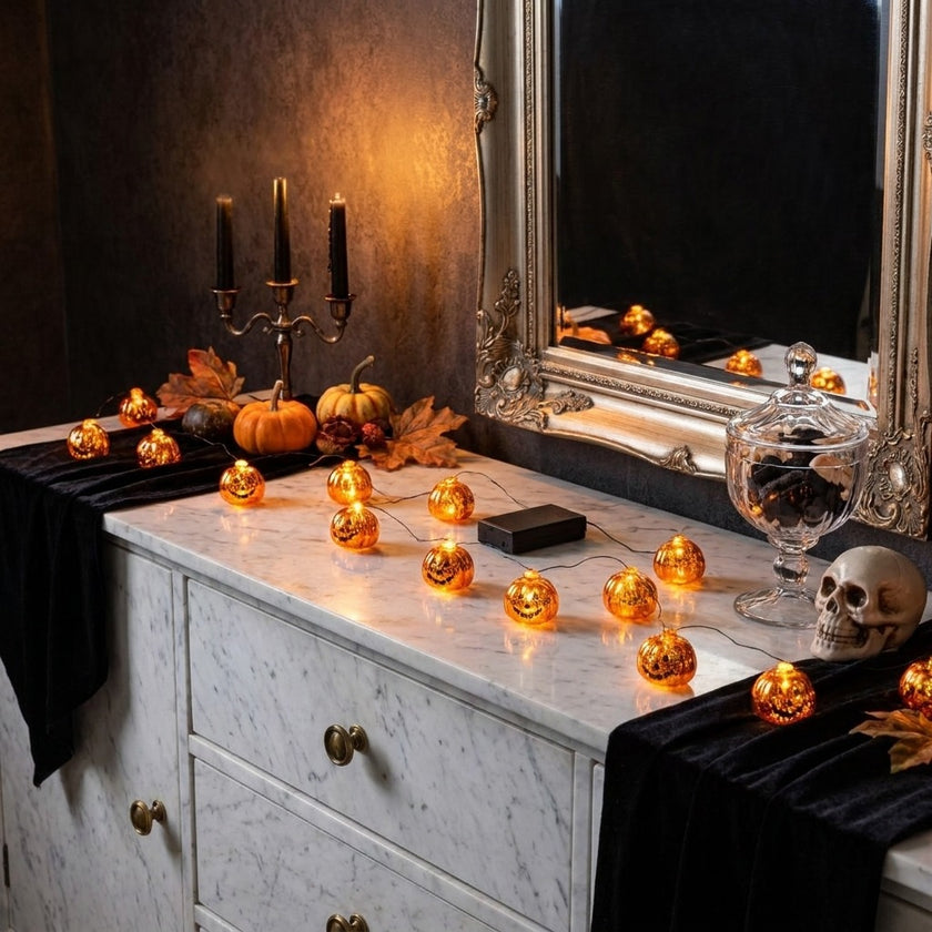 Ghirlandă luminoasă Halloween cu 20 mini dovleci LED 220cm