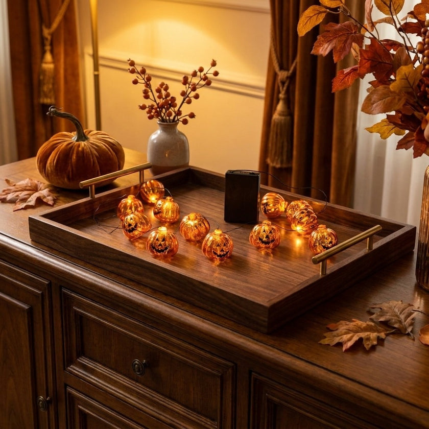 Ghirlandă luminoasă Halloween cu 20 mini dovleci LED 220cm