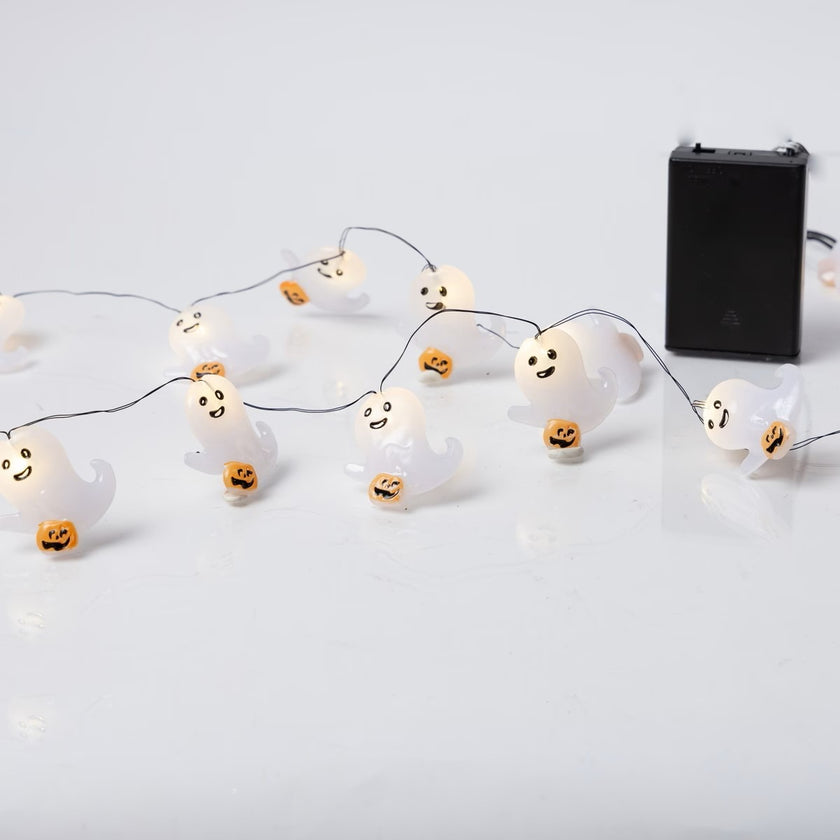 Ghirlandă luminoasă Halloween cu 20 mini fantome LED 220cm