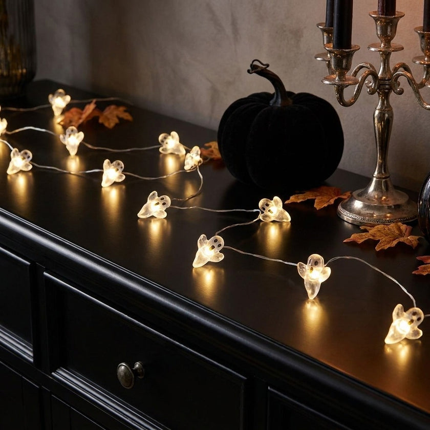 Ghirlandă luminoasă Halloween cu 20 mini stafii LED 220cm