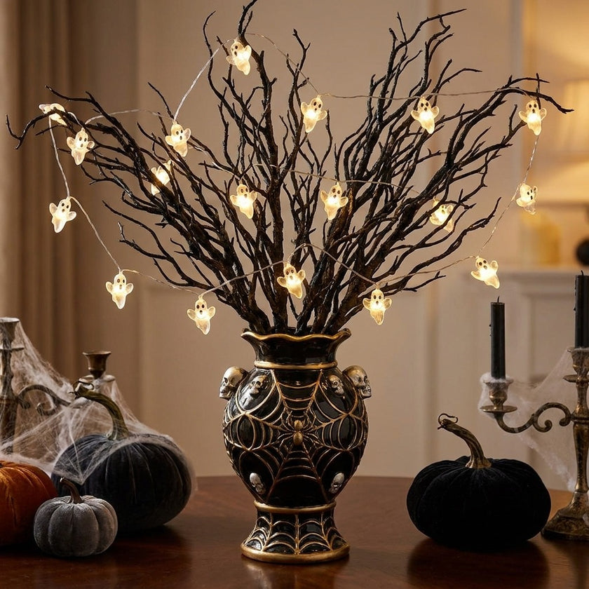 Ghirlandă luminoasă Halloween cu 20 mini stafii LED 220cm