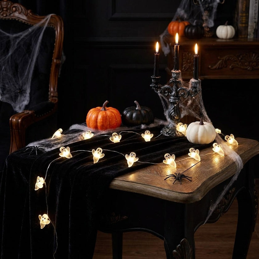 Ghirlandă luminoasă Halloween cu 20 mini stafii LED 220cm