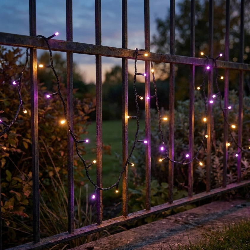 Instalație de Crăciun și Halloween 240 LED mov și alb cald, 15m