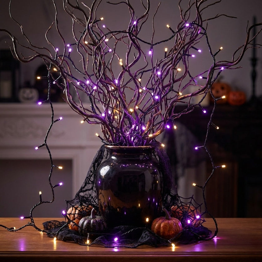 Instalație de Crăciun și Halloween 240 LED mov și alb cald, 15m