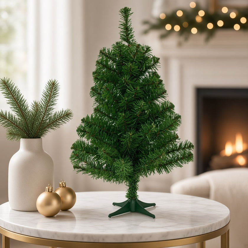 Brad artificial decorativ de masă, 70 ramuri, verde, 60cm