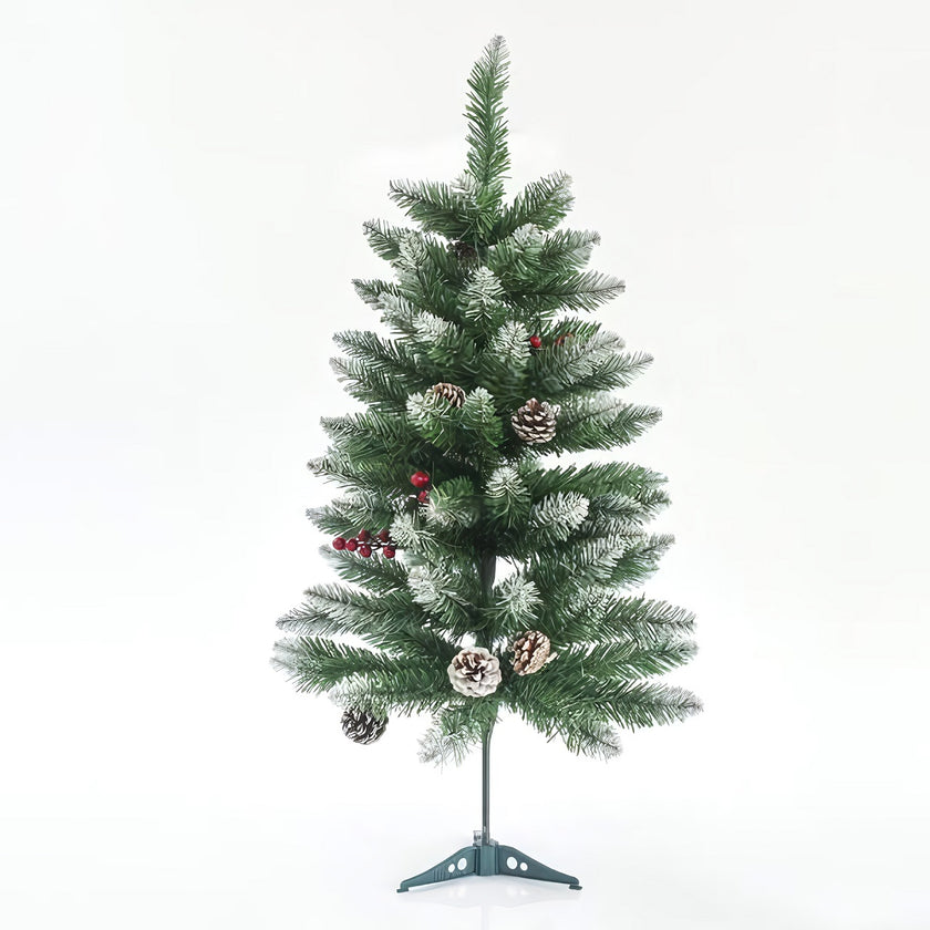 Brad artificial decorativ nins, cu conuri, verde, 90cm