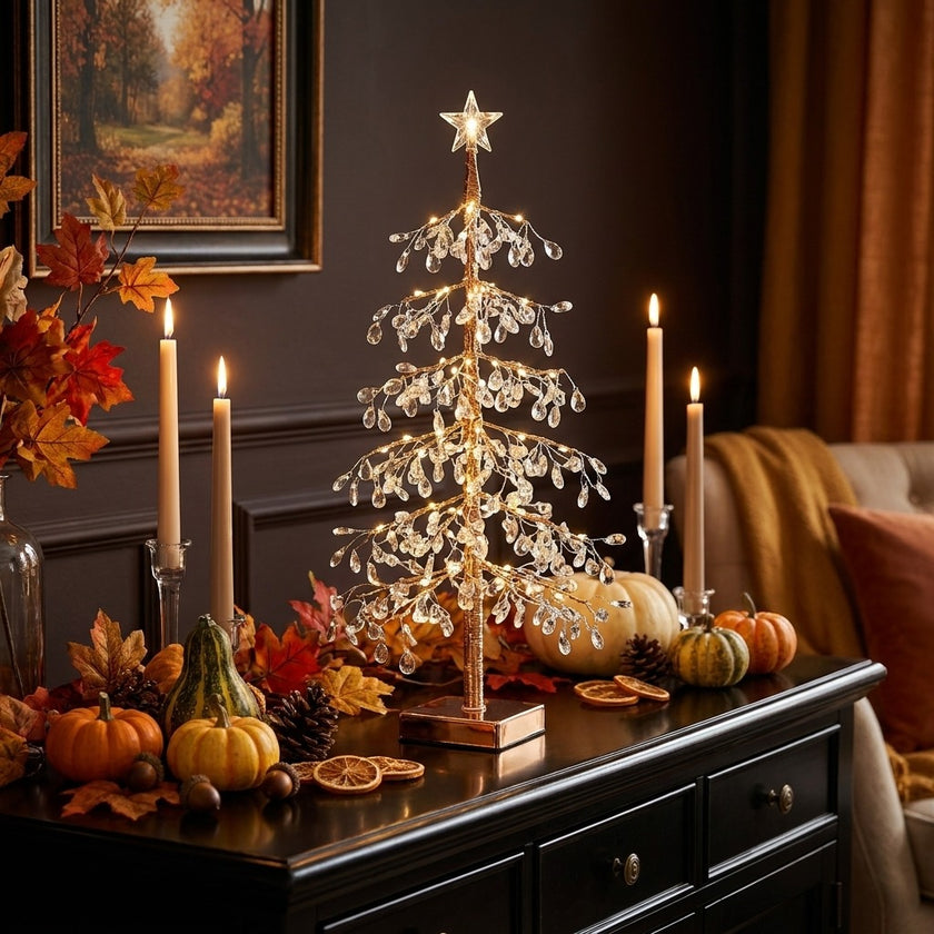 Copac decorativ cu cristale acrilice cu LED 60cm