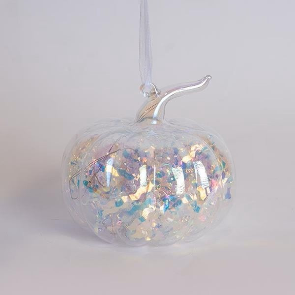 Dovleac decorativ transparent cu LED 10cm