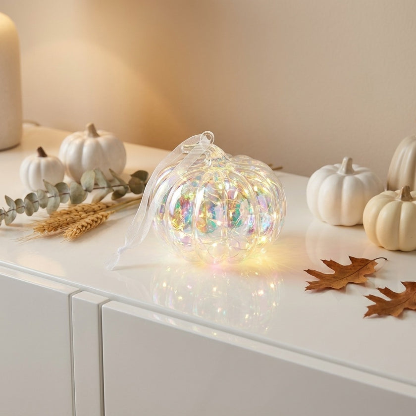 Dovleac decorativ transparent cu LED 10cm