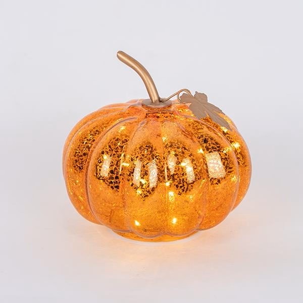 Dovleac decorativ portocaliu cu LED 16cm