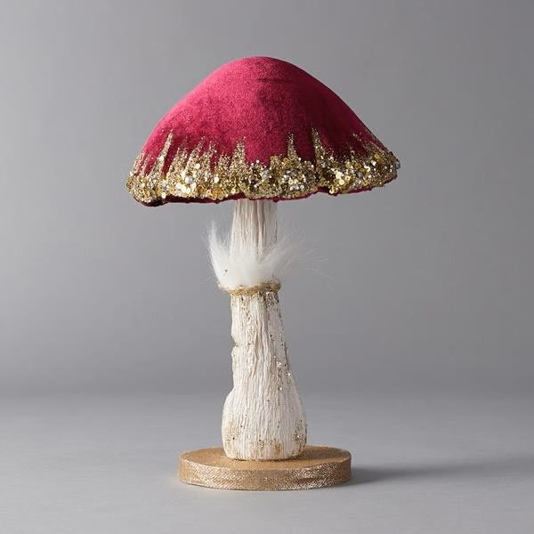 Ciupercă decorativă catifea vișinie 23cm