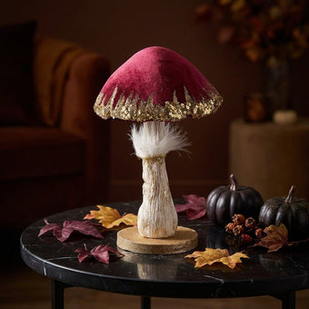 Ciupercă decorativă catifea vișinie 23cm