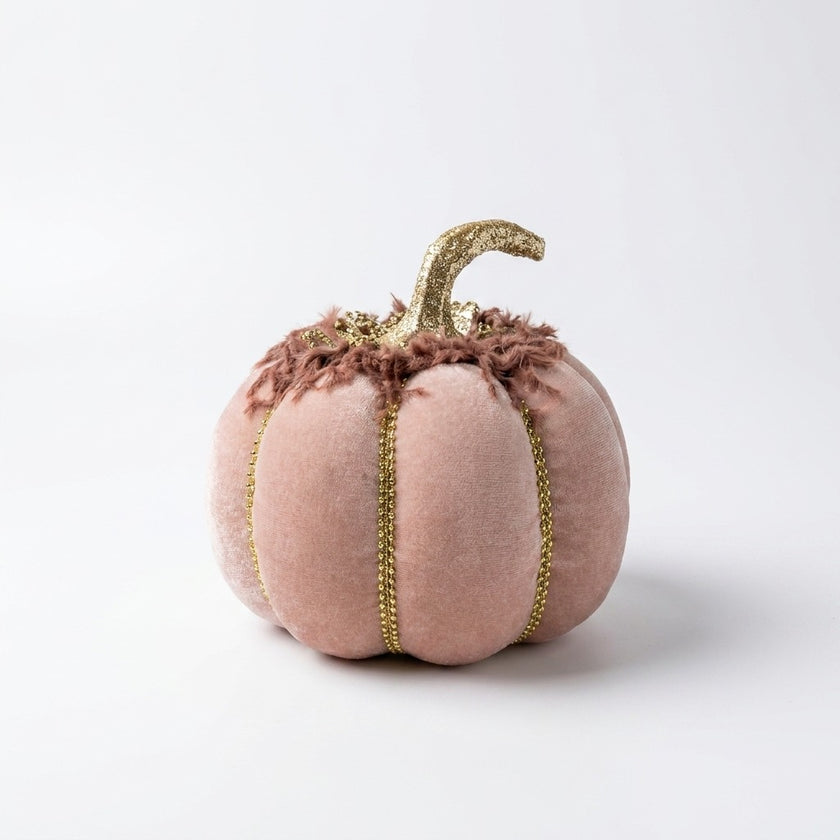Dovleac decorativ din catifea roz 20cm
