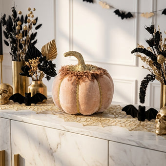 Dovleac decorativ din catifea roz 20cm