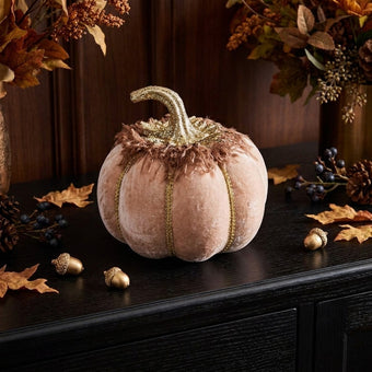 Dovleac decorativ din catifea roz 20cm