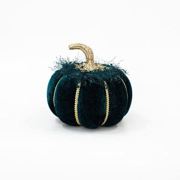 Dovleac decorativ din catifea verde 20cm