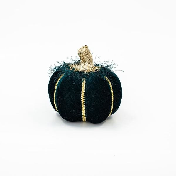 Dovleac decorativ din catifea verde 15cm