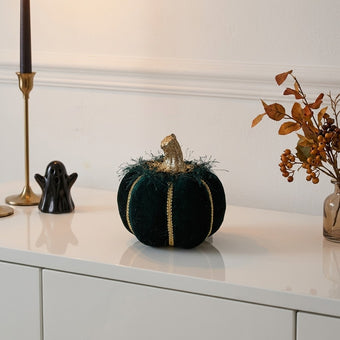 Dovleac decorativ din catifea verde 15cm