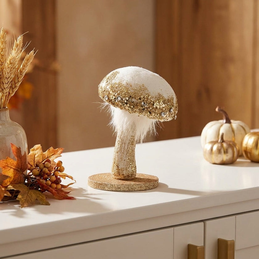 Ciupercă decorativă catifea albă 13cm