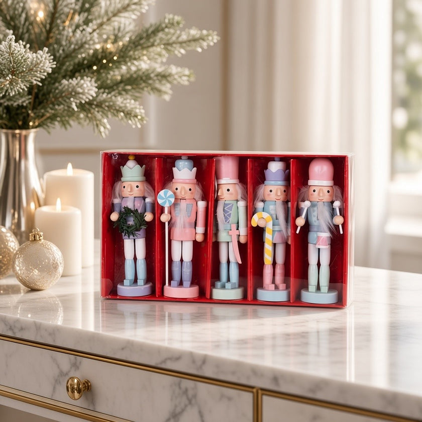 Set 5 spărgători de nuci din lemn pentru Crăciun, 12cm
