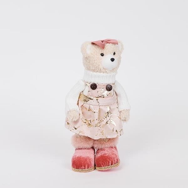 Figurină ursuleț fetiță roz 23cm