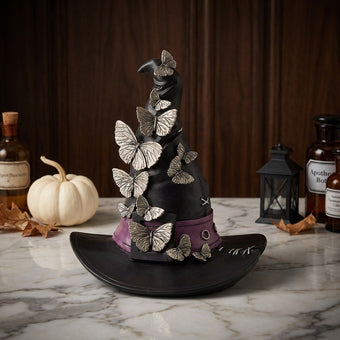 Figurină de Halloween pălărie de vrăjitoare cu fluturi 22cm