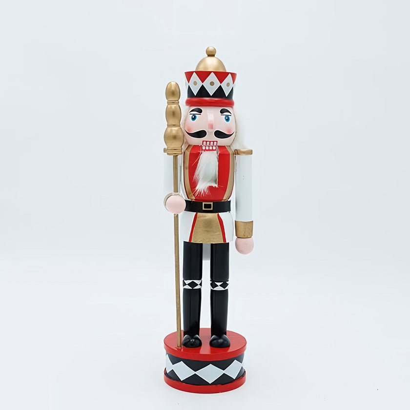 Spărgător de nuci decorativ Crăciun, din lemn, alb, 30 cm