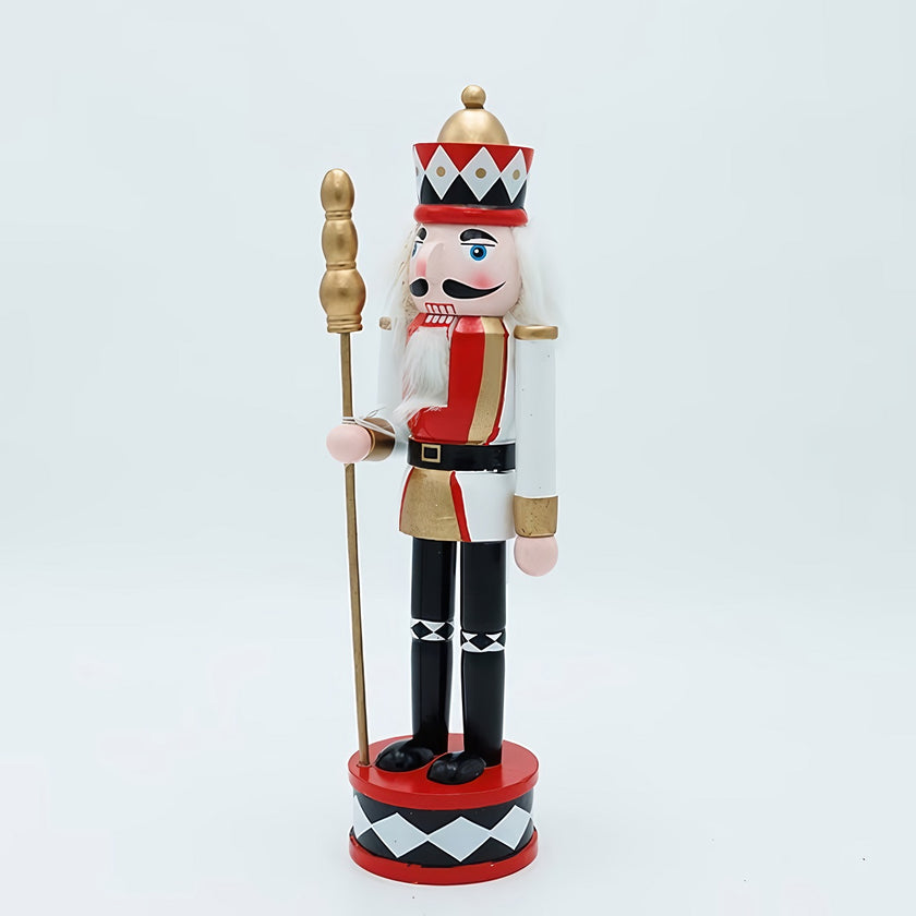 Spărgător de nuci decorativ Crăciun, din lemn, alb, 30 cm