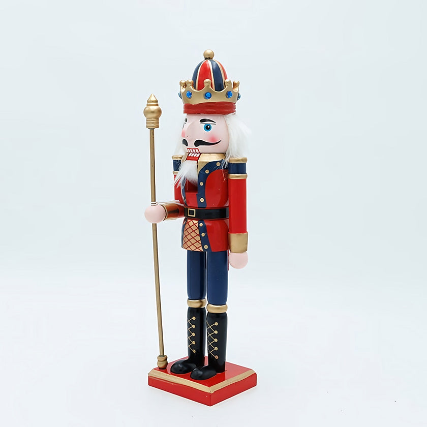 Spărgător de nuci decorativ Crăciun, din lemn, roșu, 30 cm