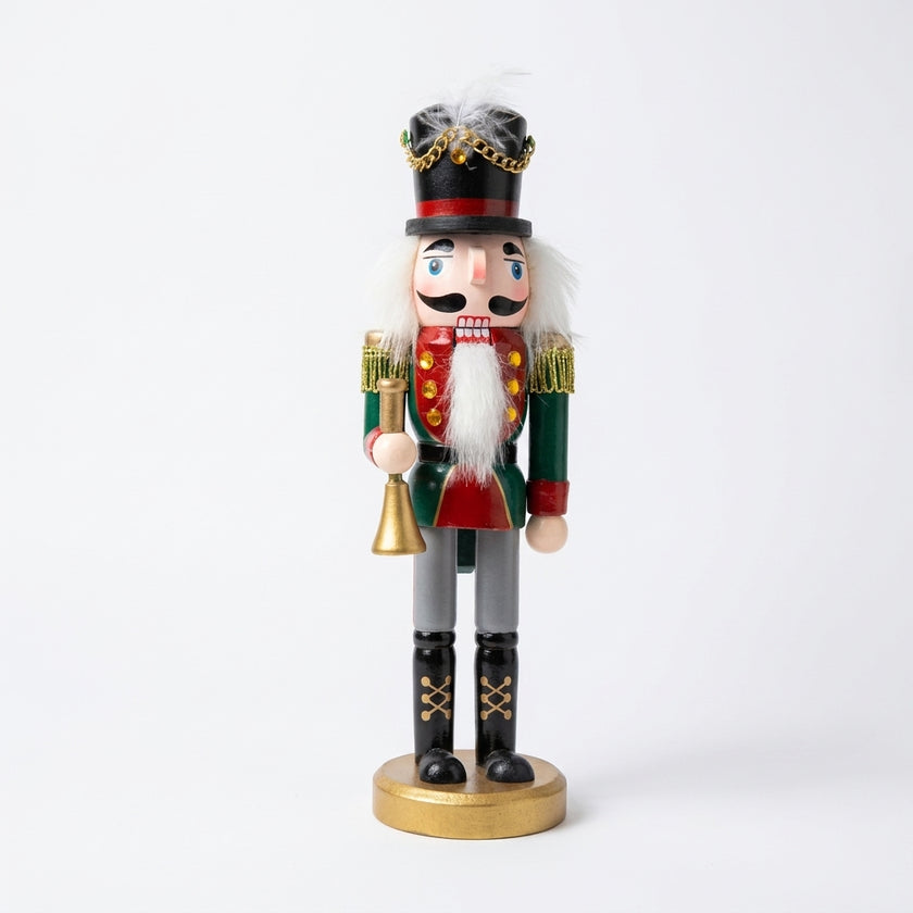 Spărgător de nuci decorativ Crăciun, din lemn, verde, 25 cm