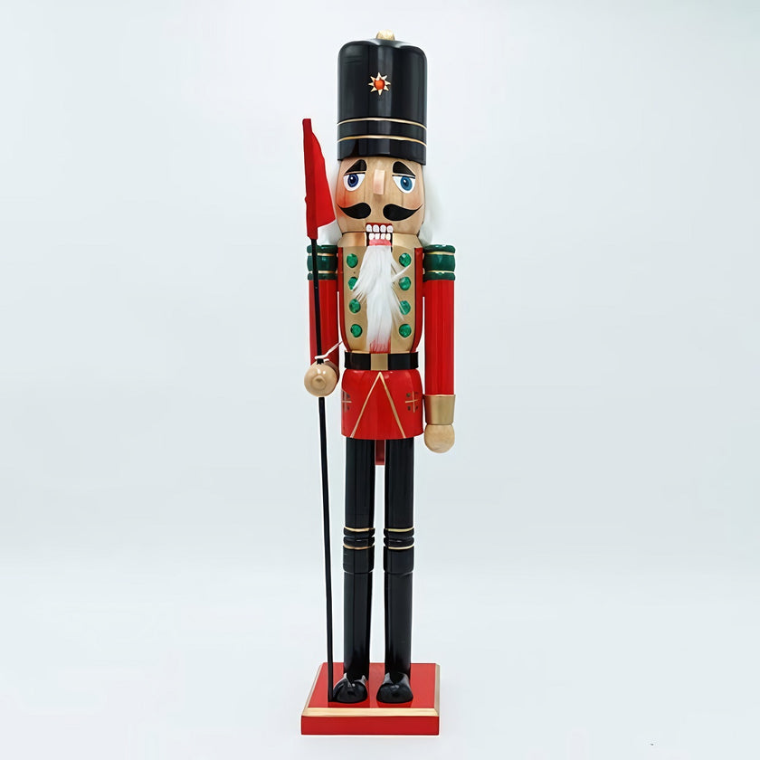 Spărgător de nuci decorativ Crăciun, din lemn, roșu, 50 cm