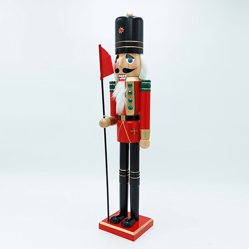 Spărgător de nuci decorativ Crăciun, din lemn, roșu, 50 cm