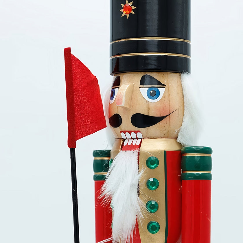 Spărgător de nuci decorativ Crăciun, din lemn, roșu, 50 cm