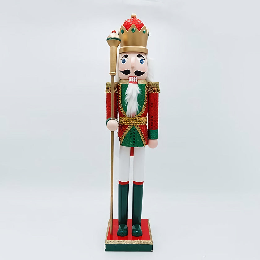 Spărgător de nuci decorativ Crăciun, din lemn, roșu, 60 cm